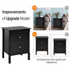 Black Bedside Table Chest of Drawer, 2 Drawers with Metal Handles and Solid Wood