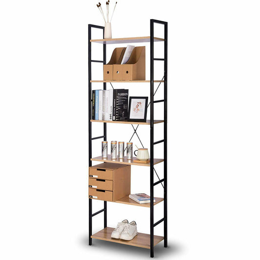 6Tier Ladder wood Shelf Storage Shelving Unit Bookcase Corner Rack Display Stand