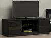 Modern TV Unit Stand Cabinet Black High Gloss Doors Matt Body Sideboard with LED