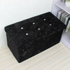 Crushed Velvet Ottoman storage box with diamonte double Black