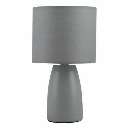 Grey Ceramic 25cm Modern Table Lamp Bedside Light with Matching Shade