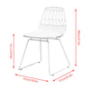 Set of 2 White Metal Wire Dining Style Chairs Modern Style Kitchen Living Room