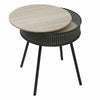 Small Industrial Side Table with Storage Black Round Bedside Coffee Tea Snack