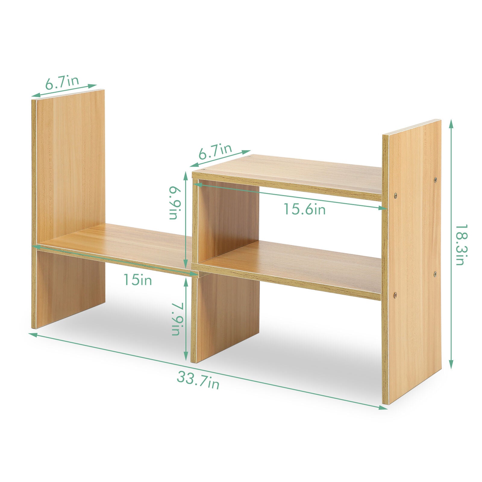 DIY Wooden Desktop Bookshelf Adjustable Desk Storage Rack Organizer Home Office