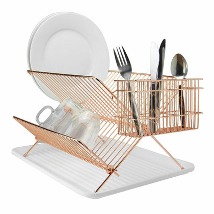 Rose Gold Folding Wire Drainer Stainless Steel Drying Rack Plate Dryer M&W