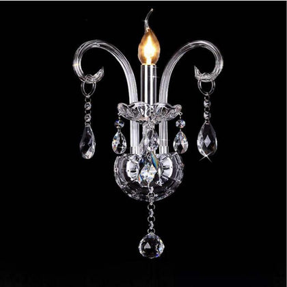 Contemporary K9 Crystal 1 Arm Candle Wall Light Clear Crystal Wall Lamp