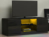 Modern TV Unit Stand Cabinet Black High Gloss Doors Matt Body Sideboard with LED