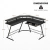 L-shaped Computer Desk Ergonomic Gaming Table Study Workstation W/ Power Outlet