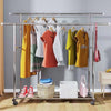 Double Clothes Rail Wheeled Garment Coat Hanging Display Stand Lower Bottom Rack