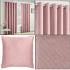 Blush Pink Vogue Thermal Blockout Lined Ready Made Eyelet Ring Top Curtains Pair