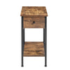 Narrow 2-Tier Side End Table with Drawer Open Shelf Wood Desk Storage Nightstand