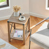 Side Table with Storage Shelf X Metal Frames 40cm End Coffee Table Teak
