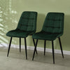 Set of 2 Velvet Dining Chairs Soft Padded Seat Metal Legs Modern Office Kitchen