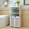 White Bathroom 3 Tier 2 Doors WPC Cabinet Shelf Cupboard Bedroom Storage Unit