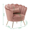 Lotus Seat Velvet Fabric Tub Chair Winged Scallop Shell Back Armchair Metal Legs
