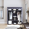 Mondeer Grey/Black Canvas Wardrobe Storage Organiser Hanging Rail Fabric