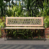 Wood & Cast Iron Garden Bench Lattice Backrest Vintage Patio Park Chair Loveseat