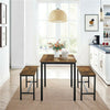 Dining Table Set & 2 Benches Outdoor Wooden Beer Table Chair Trestle Garden Pool