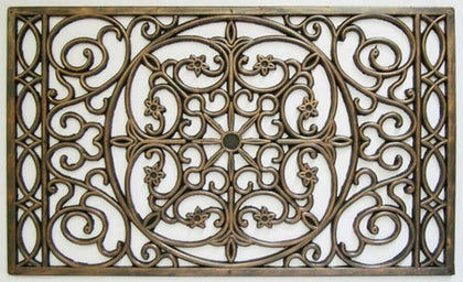 Decorative Wrought Iron Effect Rubber Grill Door Mat, 40 x 60 cm - Bronze Finish