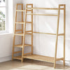 Bamboo Wooden Clothes Rail Rack Garment Coat Stand Corner Open Shelves Wardrobe