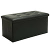 LARGE FAUX LEATHER FOLDING OTTOMAN POUFFE FOOT STOOL STORAGE BOX BLACK DOUBLE