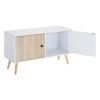 Scandinavian Wood TV Stand Vintage Media Unit Small Storage Cabinet with 2 Doors