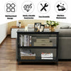3-Tier Console Table X-design Wooden Hall Desk Side End Table W/ Shelf Black
