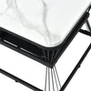 Square Nesting Coffee Table Metal Stacking Side Tables Set Marble-Look White