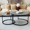 2PCS Industrial Marble Round Coffee Table Nesting Sofa Center Table Living Room