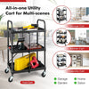 3-Tier Folding Storage Trolley Heavy Duty Tool Cart Rolling Storage Organizer