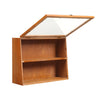 Wooden Storage Cabinet Cosmetic Case Brown Display Shelf Cupboard Glass Door Box