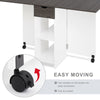 Wooden Drop Leaf Mobile Dining Table Folding Desk w/2 wheels Storage Drawer Grey