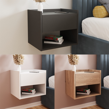 HARMONY WALL MOUNTED PAIR OF BEDSIDE TABLES LAMP SIDE TABLE BEDROOM FURNITURE