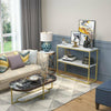 Tribesigns Industrial Console Table Marble Slim Entryway Hallway Table Grey/Gold