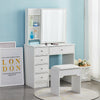 White Dressing Table Stool Vanity Set Makeup Desk 5 Drawers with Sliding mirror