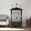 Rolling Metal Bird Cage Open Play Top Parrot Budgie Lovebird Finch Cage House