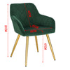 2 xDining Chairs Kitchen Living Room Chairs with Velvet + Gold metal legs UK (Dark Green 2)