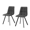 Set of 2 Grey Faux Leather Dining Chairs Padded Seat Metal Legs Restaurant