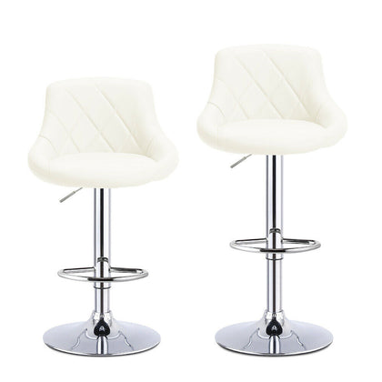 2x MADRID Faux Leather Bar Stools Gas Lift Home Kitchen Breakfast Chairs Cream