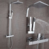 Black Shower Set Bathroom Thermostatic Mixer Square Twin Head Exposed Valve Bar