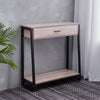 Retro Slim Console Table Wood & Metal Hallway Table With Storage Drawer Shelf