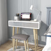Modern Dressing Table Set Dimmable LED Lighted Mirror 2 Drawer Makeup Vanity Set