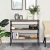 3-Tier Industrial Style Storage Display Shelf Metal Frame Adjustable Feet Brown