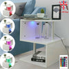 High Gloss 2 Tier Side/Coffee Table With RGBP LED Light Living Room Decor-White