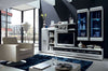 White High Gloss Wall Display Cabinet Glass Door LED Lights Unit Fever New