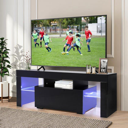 TV Unit Cabinet Stand Shelf Table LED Backlight Storage Drawer 130*45*35cm
