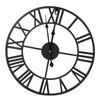60/40cm Large Round Skeleton Roman Numeral Modern Home Kitchen Wall Clock Black