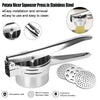 Stainless Steel Hand Held Potato Ricer Silver Masher Vegetable Juicer Puree UK
