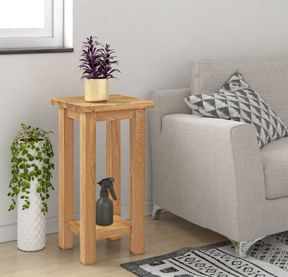 Small Oak Side Plant Table | Solid Wood Telephone/Lamp/Bedside/End Stand