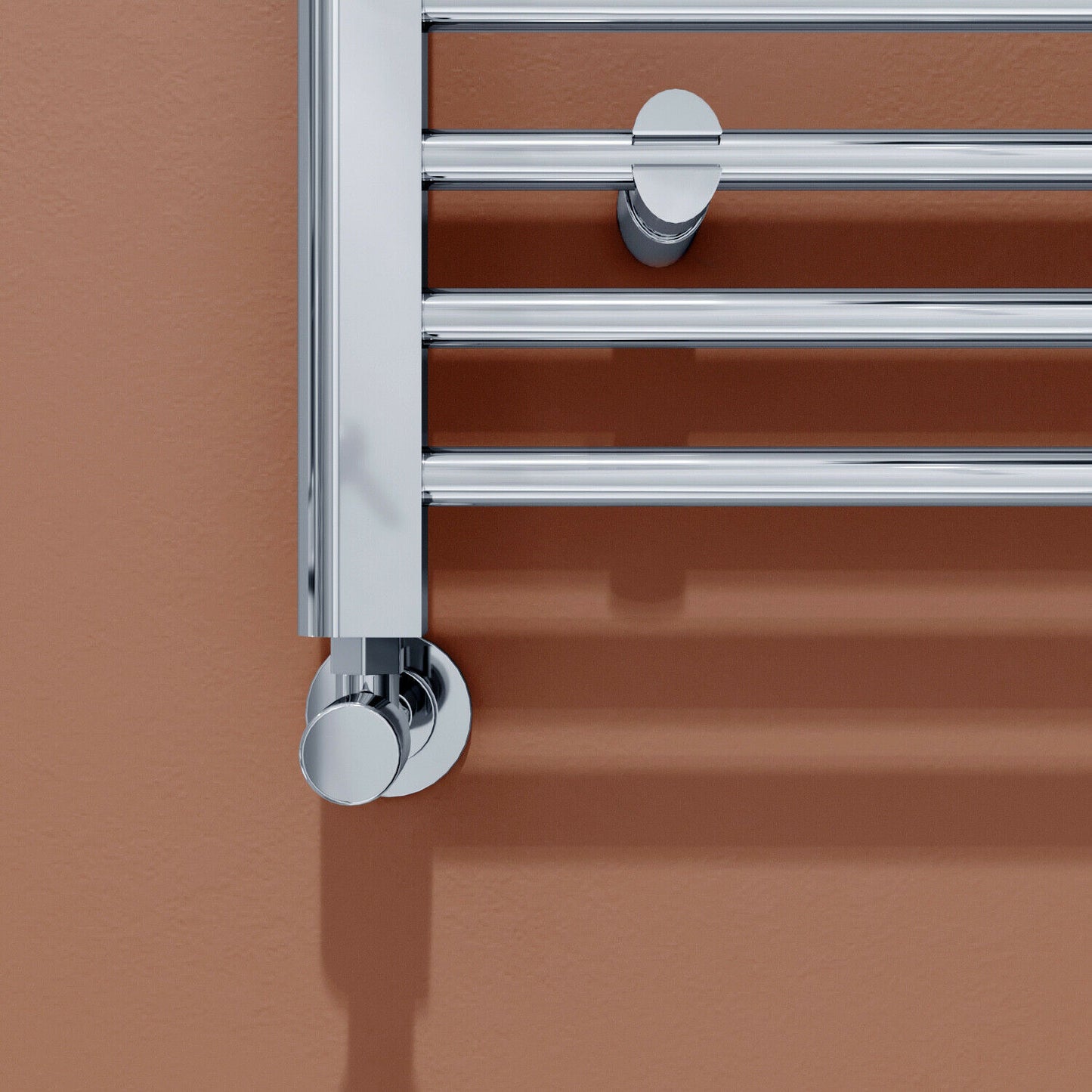 Chrome Towel Rail Radiator Rads Bathroom Heated Straight Ladder Warmer w/ Valves